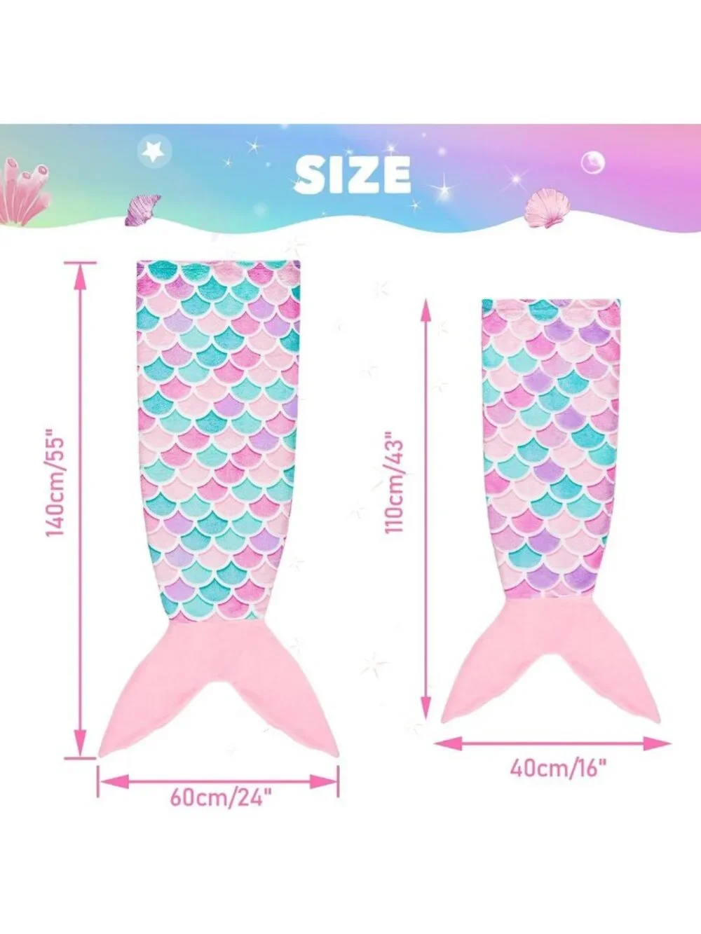 Glow in the Dark Mermaid Tail Blanket - Cozy Wearable Blanket for Kids & Adults
